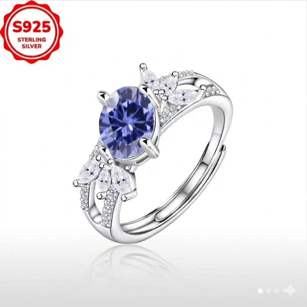 S925 Sterling Gümüş Bənövşəyi Daşlı Üzük - Tenderyard
