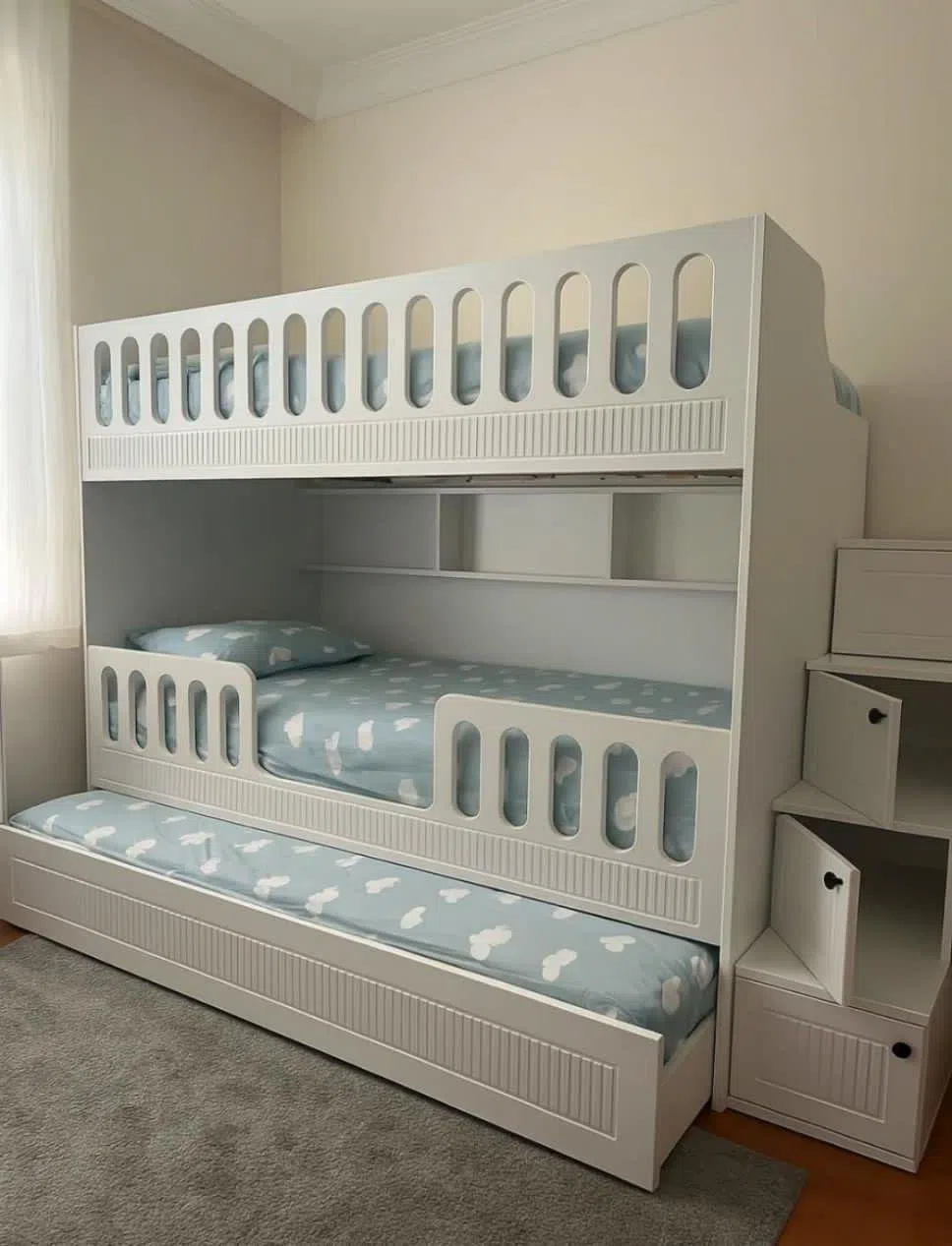 Bunk bed for kids, White color - Tenderyard