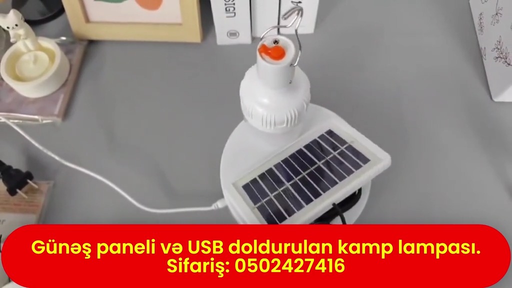 Günəş paneli və USB doldurulan kamp lampası - Tenderyard