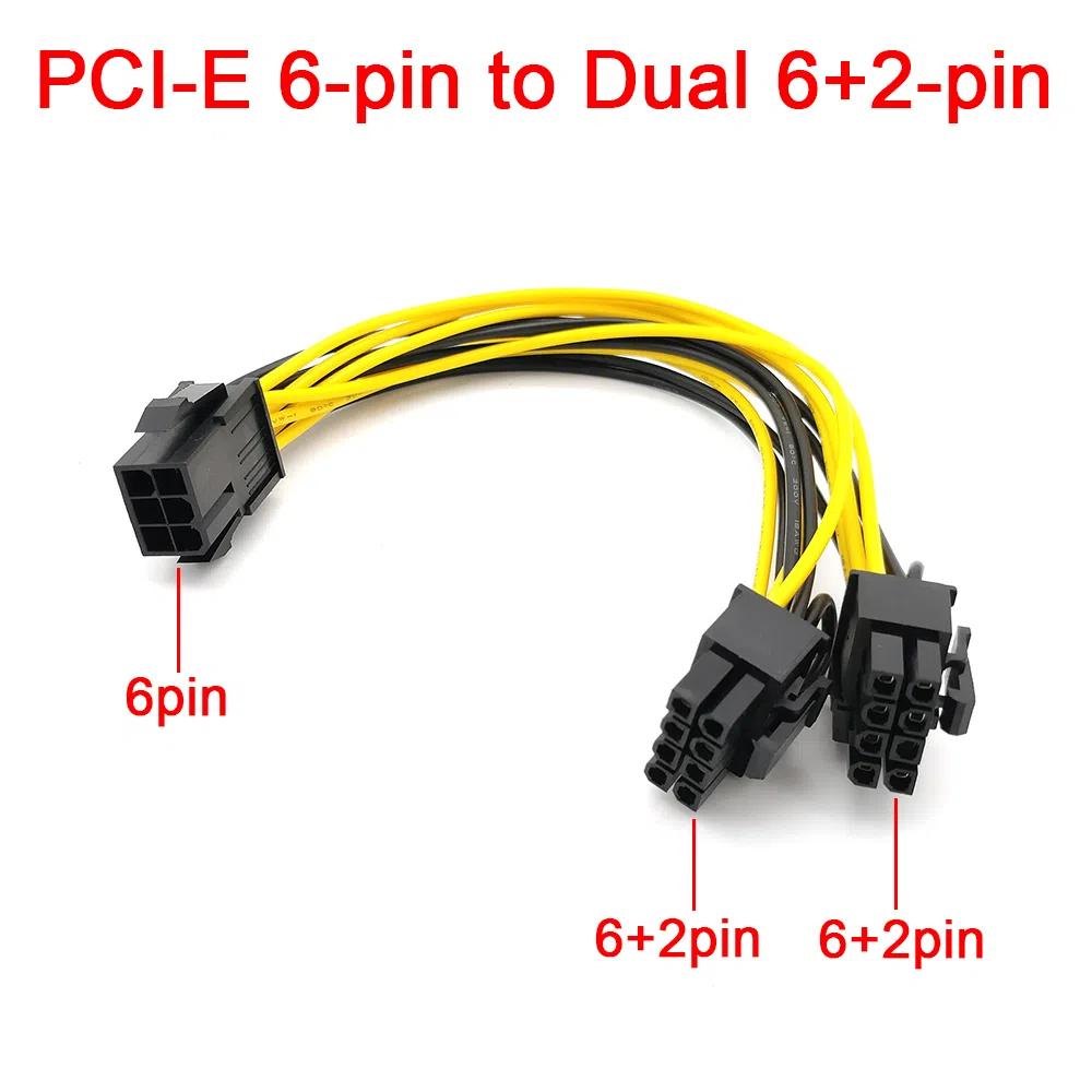 PCI Express 6 Pin to dual 8(6+2) Pin Power Converter Cable - Tenderyard