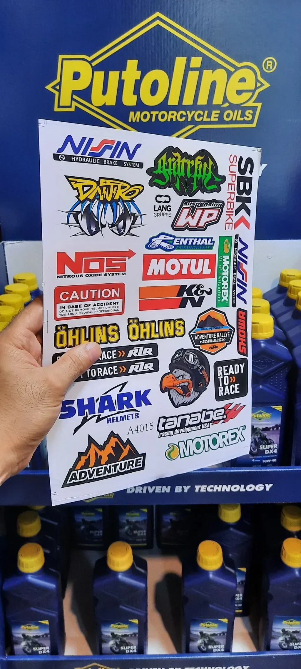 Motosiklet mövzusunda brend stikerləri dəsti