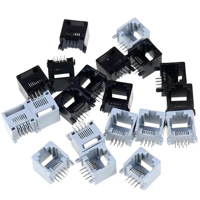 RJ45 8P8C Computer Internet Network PCB Connector Black/Gray — şəkil 1