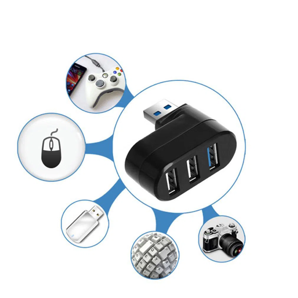 Mini 3 Port USB 3.0 Rotate Splitter