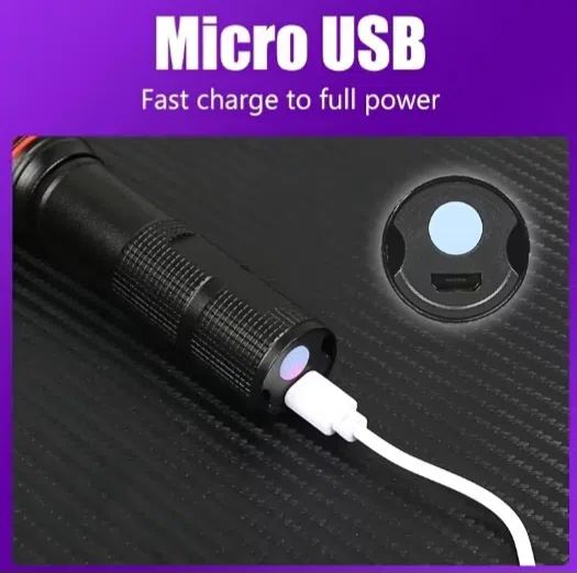 Macrocosm UV 395 nm fənər, alüminium korpus, zoom — şəkil 3
