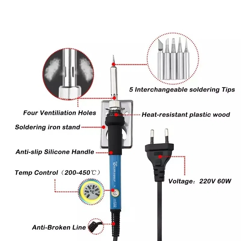 Электрический паяльник 220 в 60 Вт Регулируемая температура — şəkil 7