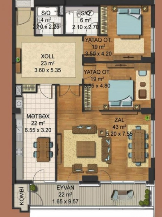 3 otaqlı mənzil 157 m² satılır — şəkil 2
