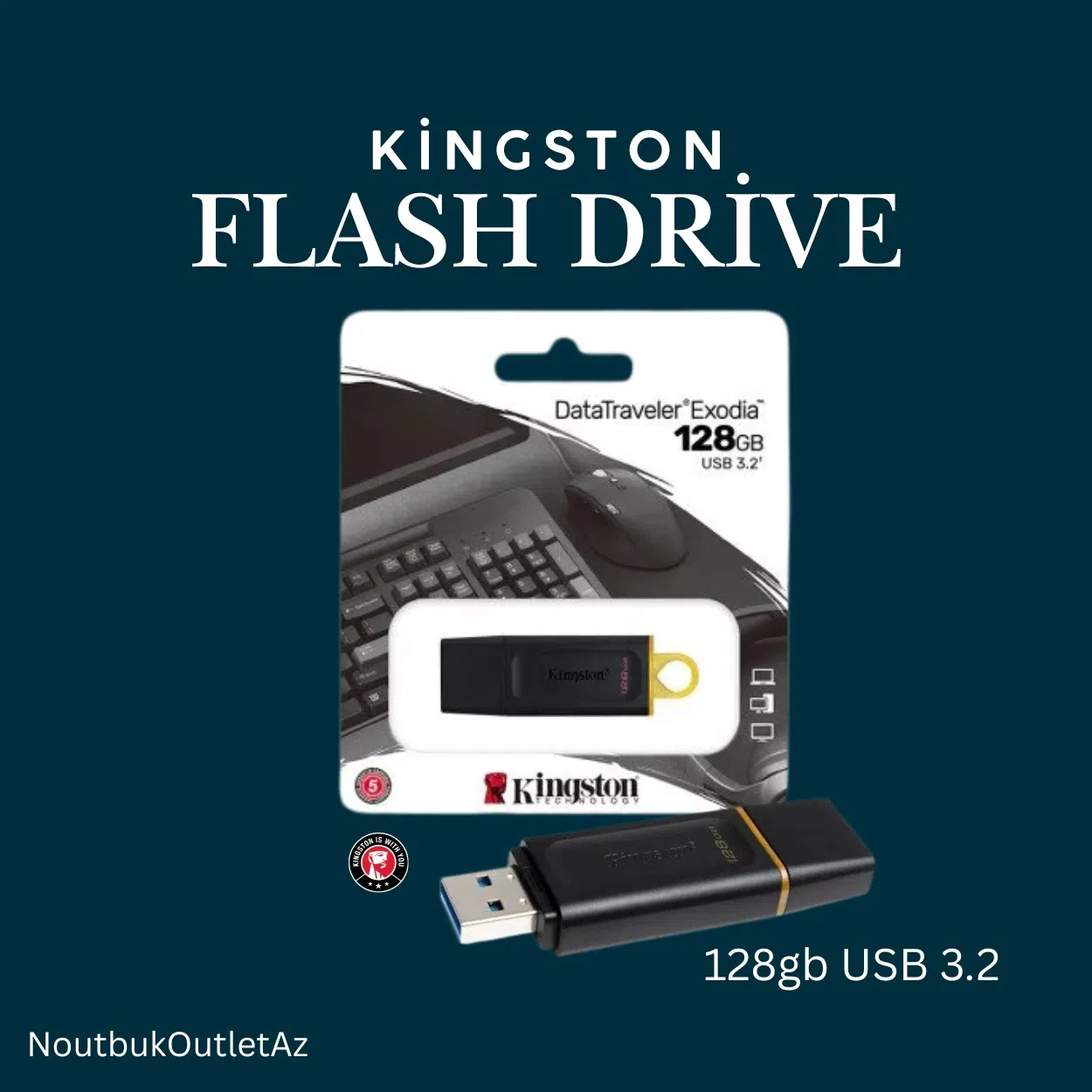 128 GB USB Flash kart, Plastik material — şəkil 1