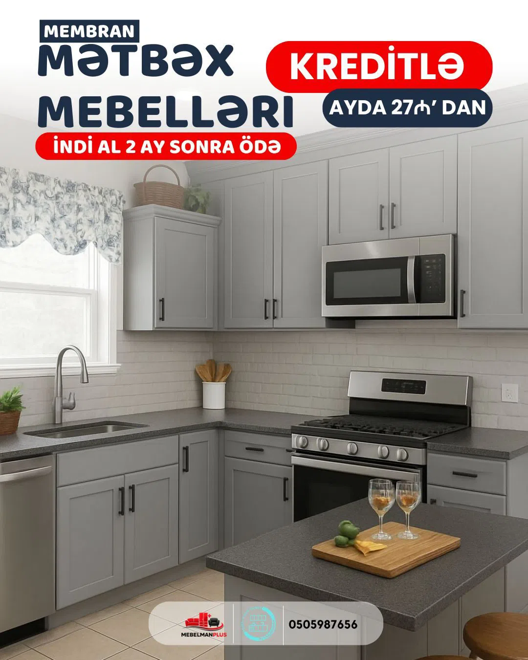 Membran mətbəx mebeli kreditlə — şəkil 13