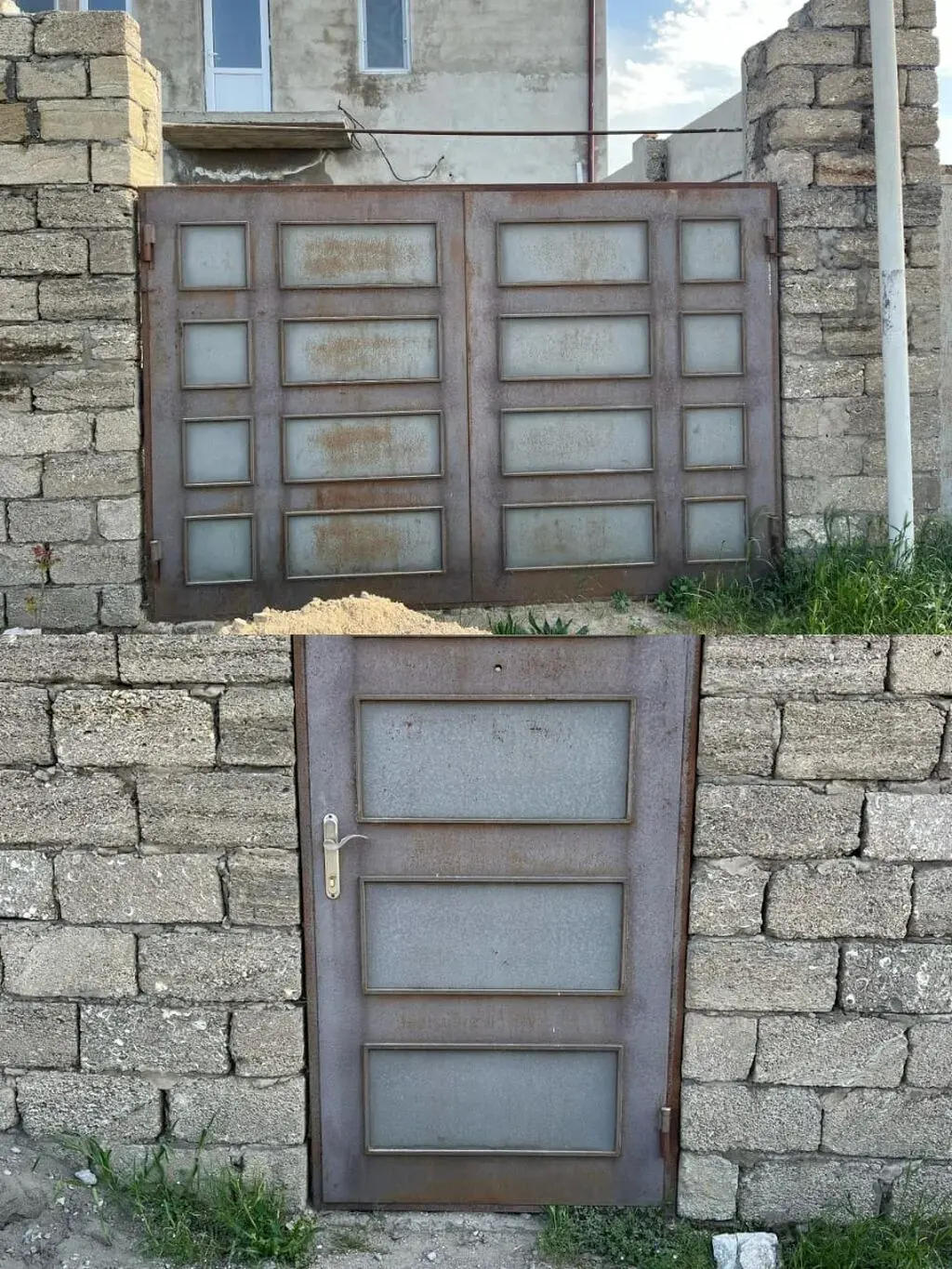 Metal gate and pedestrian door set - Tenderyard