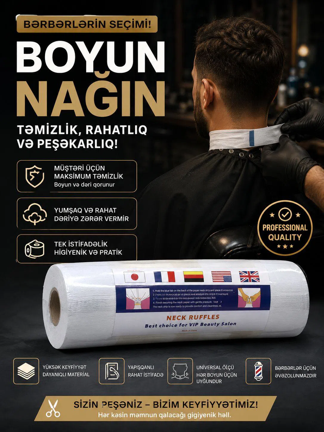 Bərbər boyun bağı, saç kəsimi üçün qoruyucu aksesuar — şəkil 1