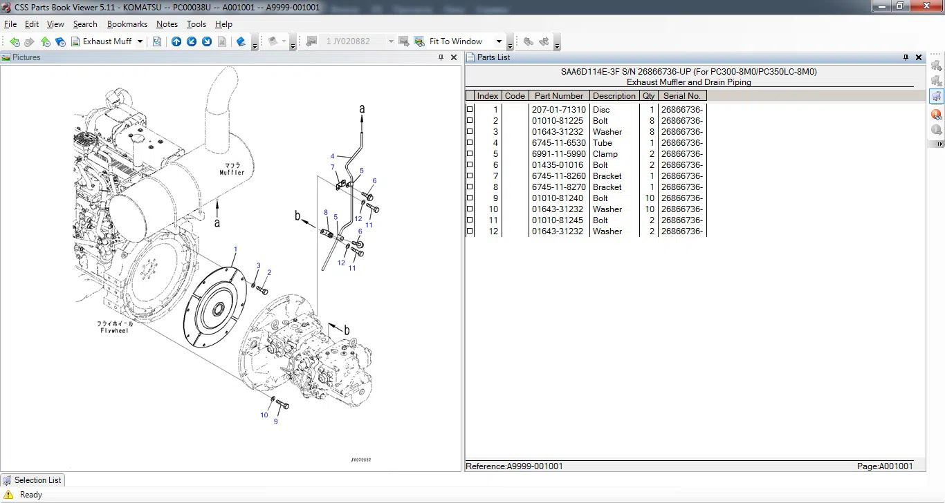 "KOMATSU Europe CSS Parts Book Viewer 5.11" proqramı — şəkil 7